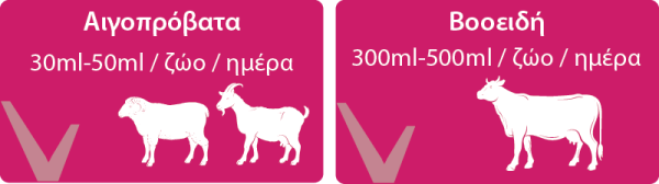 Δοσολογία VitaFlush για αιγοπρόβατα και βοοειδή