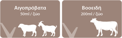 Δοσολογία Ruvital CalciMax για Αιγοπρόβατα και Βοοειδή